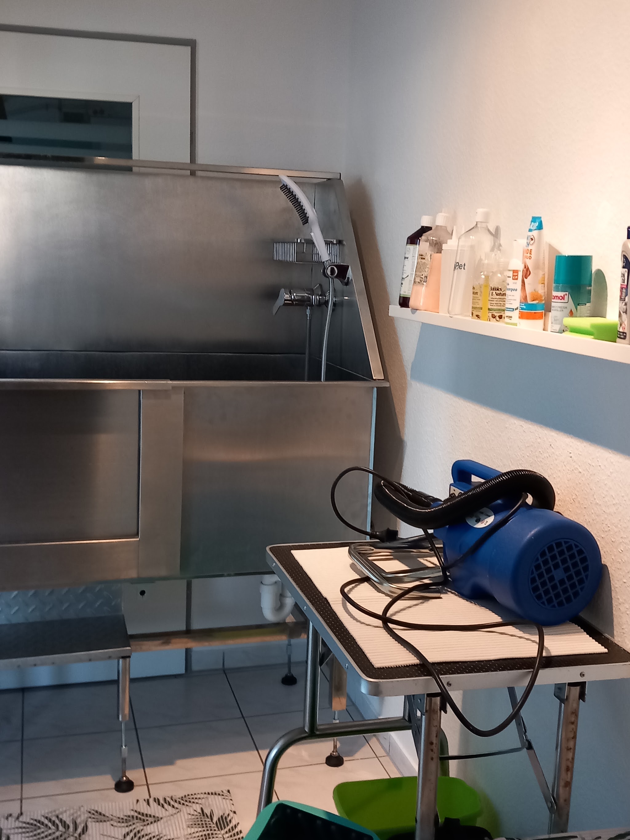 Professionelle Edelstahl-Waschstation und höhenverstellbarer Pflegetisch